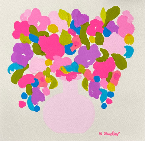 Mini Pink Flowers in a Pink Vase